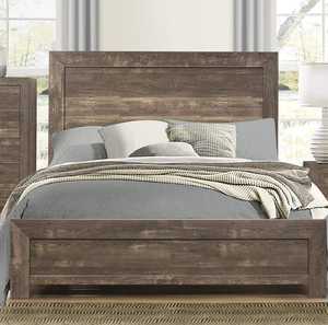 Cama de Madera de Pino Tamaño Queen, Estilo Rústico Tradicional, Acabado Marrón Resistente, con Cabecero y Rieles de Madera Elegantes - Product Image 2