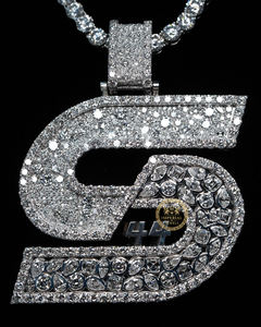 Pendentif personnalisé en diamant de laboratoire VVS de luxe, argent sterling 925, serti de diamants, style hip-hop chic, bijoux fins pour femmes et hommes - Product Image 1