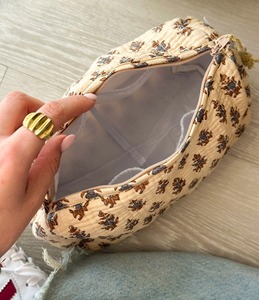 Trousse de Voyage Vintage Beige en Coton avec Fermeture Éclair, Résistante à l'Eau et Écologique, Grande Capacité pour Rangement de Maquillage - Product Image 3