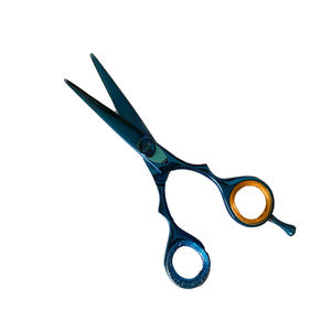 Tijeras de peluquero para cortar el pelo con revestimiento de titanio azul, cuchillas rectas afiladas de acero inoxidable de 5,5 pulgadas, tijeras de salón - Product Image 1