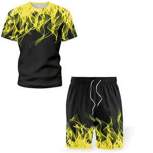 Vente en gros de haute qualité pour homme, sublimation, nouveau design, ensemble court deux pièces uni, ensemble de jogging, ensembles courts d'été personnalisés pour hommes - Product Image 5