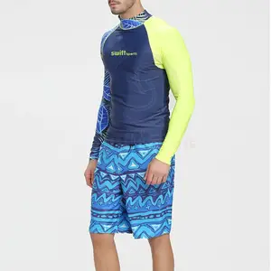 Produsen perlindungan UV longgar pas lengan panjang kemeja pelindung ruam untuk pria Penjualan Terbaik Gym pelindung ruam