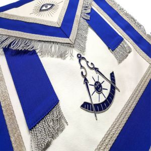 Passé Master Blue Lodge Tablier Bleu avec Broderie à Franges Argentées Artisanat et Couture Point de Croix Maçonnique Regalia Produit - Product Image 2