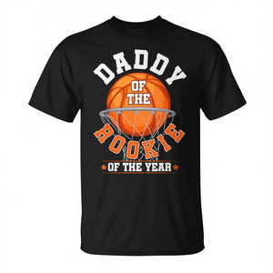 T-shirt coordinata per la famiglia per il primo compleanno a tema basket, 'Daddy of Rookie' per feste ed eventi - Product Image 2
