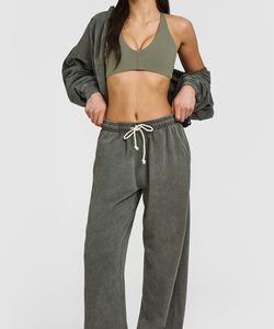 Pantalon de survêtement unisexe personnalisé, coupe droite, grammage lourd, style urbain, jambe large, en toile respirante, séchage rapide, effet peint et délavé à l'acide, couleur soleil - Product Image 3