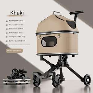 Sıcak satış katlanabilir hafif açık evcil hayvan arabası 4-Wheel taşıyıcılar için büyük/küçük köpekler/kediler orta örgü kafes plastik - Product Image 6