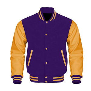 Veste de baseball en cuir à manches en cuir de qualité, broderie en chenille, style hip-hop streetwear, taille plus, personnalisée - Product Image 1