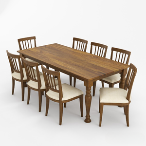 ชุดโต๊ะรับประทานอาหารไม้สักแข็งแบบดั้งเดิมเป็นมิตรกับสิ่งแวดล้อมชุดเก้าอี้หุ้มเบาะ8ตัวสำหรับการตกแต่งภายในโรงแรมวิลล่าแบบเรียบง่ายทันสมัย - Product Image 2
