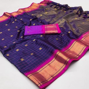 Belle soie traditionnelle Saree broderie florale moderne doux confortable tenue de fête de tous les jours pour les festivals indiens pakistanais - Product Image 1