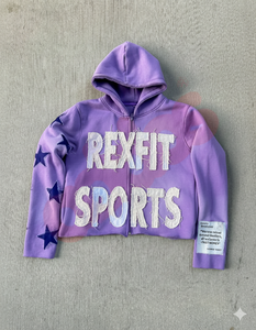 Rexfit Sports Mens Zip Front <b>Hoodie</b> with Distressed Embroidery Best <b>Soft</b> Fleece Hooded Sweatshirt Casual Winter Streetwear - Product Image 6