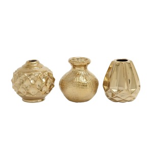 Juego de 3 Jarrones Decorativos con Diseño de Maceta en Acabado Dorado, Perfectos para Decoración del Hogar, Centros de Mesa y Arreglos Florales Elegantes - Product Image 4
