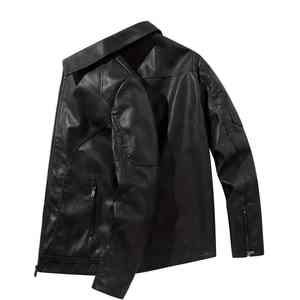 แจ็กเก็ตหนังแท้สำหรับผู้ชายวินเทจกันลมระบายอากาศเข้ารูปแบบสลิมฟิต - Product Image 3