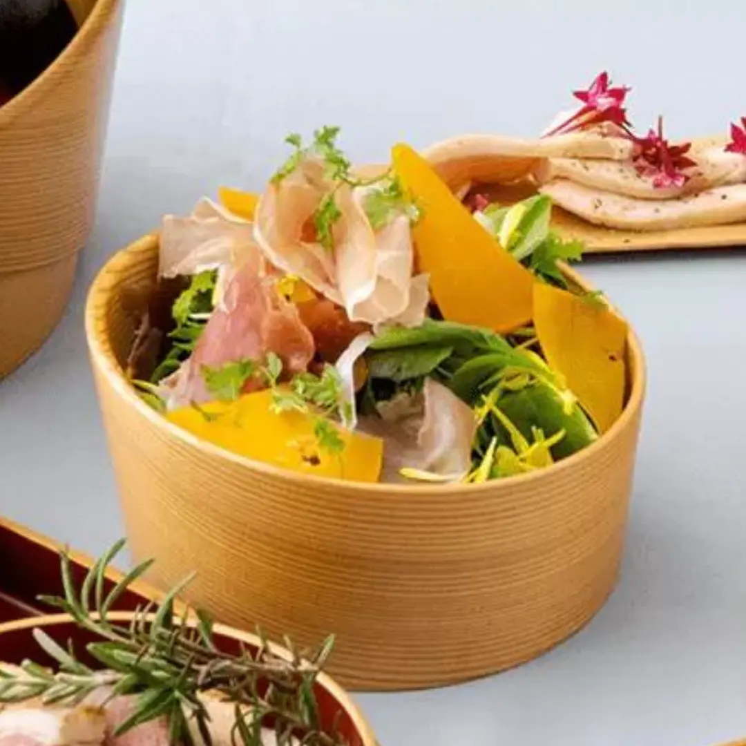 Wooden Handmade Salad Fruit Bowl Dishes Plates Japanese Style Dinnerware Tableware