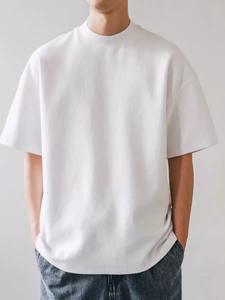 Custom Thick Mock <b>Neck</b> Collar <b>T</b>-<b>shirt</b> Printing Streetwear Rib <b>Turtle</b> Collar Tshirt Oversized Plain <b>T</b>-<b>shirt</b> for men - Product Image 2