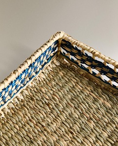 ถาดเสิร์ฟทรงสี่เหลี่ยมผืนผ้าทำจากหญ้าทะเล ตะกร้าหวายธรรมชาติสานด้วยมือ สำหรับจัดเก็บของในครัว ห้องรับประทานอาหาร และตกแต่งบ้าน - Product Image 6