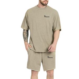 Conjunto corto para hombre, ropa de manga corta para hombre, la mejor calidad, 100% algodón, estilo casual francés, conjunto de pantalones cortos y camiseta. - Product Image 1