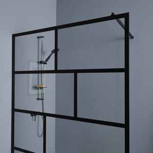 Paroi de douche walk-in de 90 cm avec verre transparent et cadre noir - Product Image 2