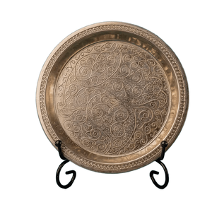 Antique thép không gỉ Vòng bạc phục vụ khay/Platter với <span class=keywords><strong>grapevine</strong></span> thiết kế và lá biên giới - Product Image 4