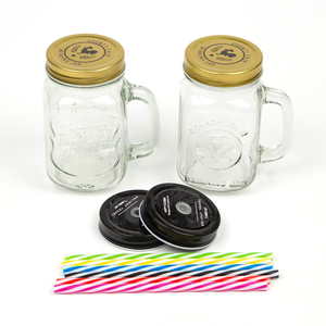 Cadeau d'affaires Tasse en verre et tasse en verre pour la maison Bocaux en verre de 500ml, avec poignées et logos personnalisables, pour les réunions et les gifis - Product Image 2