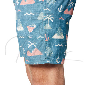 <b>Mens</b> Wholesale OEM Custom 4 Way Stretch <b>Elastic</b> <b>Waist</b> 100% Polyester Breathable Quick Dry Board <b>Shorts</b> - Product Image 5