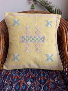 Handmade Cotton Sabra Pillow Cover Multi-Color Woven Cushion with Embroidered Features Handmade Back Detail Pillow Covers - Product Image 5