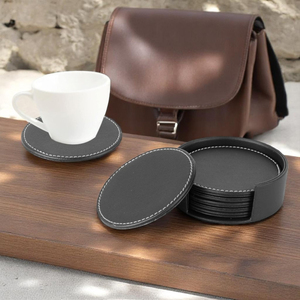 Napperon de table noir double face de luxe avec logo personnalisé napperon en cuir napperon en cuir véritable vintage pour restaurant - Product Image 1