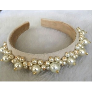 Premium Grade Design Wedding Pearl Flannel Handmade Hair Hoop Custom Women Hair Ornament Personality Bridal Pearl <b>Headband</b> - Product Image 1