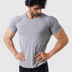T-shirts sportifs personnalisés pour hommes, couleur unie, grande taille, coupe ajustée, 100% coton biologique, respirant, séchage rapide, vêtements de sport - Product Image 3