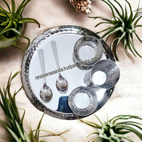 Service de table indien écologique en acier inoxydable martelé, 6 pièces, bols Thali, cuillères, logo personnalisé pour les fêtes