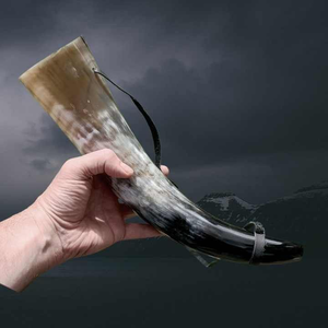 Corne de combat viking, trompette sonore, corne de bœuf de qualité supérieure de 18 pouces, polie, écologique, animale - Product Image 1