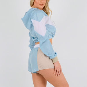 Ensemble court coupe-vent à capuche pour femme, taille personnalisée/couleur imprimée, ensemble court coupe-vent à sublimation - Product Image 6