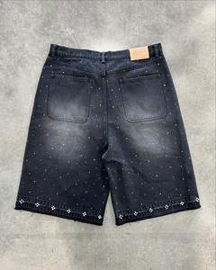 Vintage Baggy Street Wear Heavyweight Denim Shorts Ropa de hombre personalizada Denim Shorts Rhinestone Shorts - Product Image 4