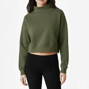 Top de Moda Urbana para Mujer, Estilo Griego Personalizado, Forrado, Sólido, Lavado, Holgado, con Cuello Alto Simulado, Estampado Invernal, Bordado 3D - Product Image 1