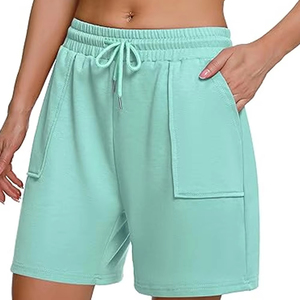Shorts pour femmes, pantalons courts de qualité supérieure, molleton, coupe régulière, poids lourd, shorts lavés, molleton en coton, shorts bermuda - Product Image 1