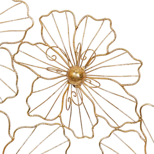Gold <b>wire</b> foiled floral indoor decoration <b>wall</b> decor outdoor <b>wall</b> hanging hotel restaurant home living room bedroom decorative - Product Image 2