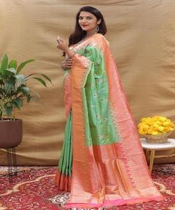 Saree inspiré de la soie avec un design en filet pour les femmes - Product Image 1