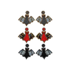 Boucles d'oreilles ethniques bohèmes faites à la main à long fil de soie perlé gland cristal strass plaqué or goutte - Product Image 3