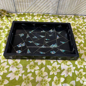 ถาดฝังหอยเป๋าฮื้อทองเหลืองทรงสี่เหลี่ยมผืนผ้าฝังมุกเปลือกหอยเป๋าฮื้อสำหรับตกแต่งบ้านและโรงแรม - Product Image 2