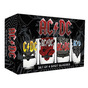 Verres à shot en cuir noir AC/DC Black Ice, style moderne classique, 2 oz, cylindriques, logo personnalisable pour bars, hôtels, vin et bière, lot de 4 - Product Image 1