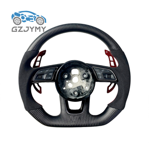 Volante Deportivo de Fibra de Carbono Seca y Alcántara con Levas de Cambio Rojas para <span class=keywords><strong>Audi</strong></span> <span class=keywords><strong>A3</strong></span> 8p - Product Image 1