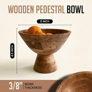 ชามแบบมีฐานหรือฐานไม้ผลไม้เป็นกุญแจผลไม้ชามใส่ลูกกวาดหรือของตกแต่งที่กลาง (8นิ้ว) - Product Image 2