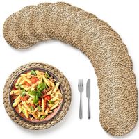Assiettes rondes en rotin de 13 pouces pour décoration de table de mariage Napperons rustiques tissés à la main écologiques