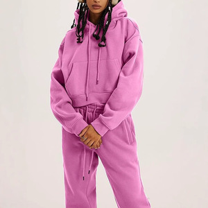 High Quality Custom Women Street Wear Hoodie and <b>Sweatpants</b> <b>Set</b> with Embroidered Logo Two Piece <b>Set</b> - Product Image 6