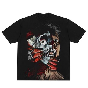 Camiseta lavada con ácido de estilo urbano, ropa informal de tendencia, camisas estampadas, ropa de calle de tamaño adulto de calidad Premium - Product Image 1