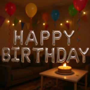 Ensemble de ballons lettres Joyeux Anniversaire argentés 45CM 12 pièces en sachet Décorations de fête - Product Image 3