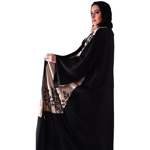 Abaya Juba en soie de qualité supérieure pour femmes, teinte en noir et beige, abaya musulmane de haute qualité, broderie personnalisée pour femmes - Product Image 5