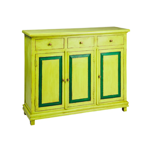 Gabinete de almacenamiento de madera de mango moderno verde de 3 puertas Ecológico en rueda Diseño personalizado multifuncional Exportador de OEM/ODM - Product Image 4