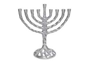 Venta al por mayor personalizado 9 brazos de aluminio hecho a mano respetuoso con el medio ambiente árbol vida Menorah Hanukkah candelabro precio bajo Navidad - Product Image 4