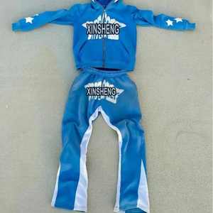 Premium Quality 2 Piece Sweat Suit For Men's Screen <b>Print</b> Zip Up Hoodie Sweat Pant 100% Cotton 400 GSM Flees - Product Image 1