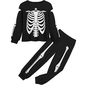 Sudadera y pantalón con estampado personalizado de diseño de esqueleto, chándal, chándal para correr, chándal transpirable a la moda para niños - Product Image 1